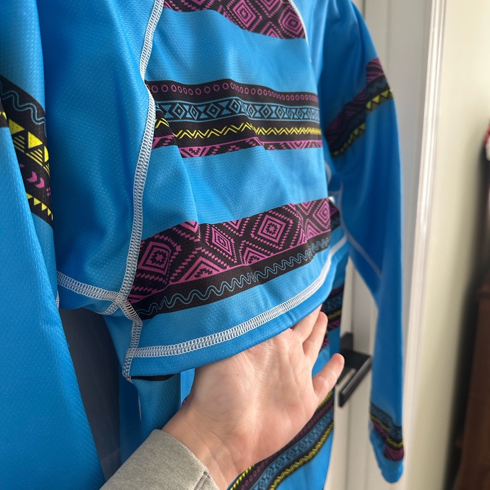 Cycling Jacket Blue Tribal Pattern - Picture 3 of 6